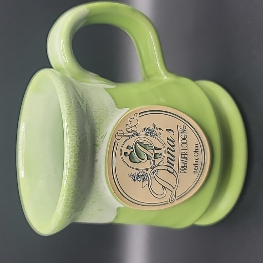DENEEN Spring Green Pottery Mug Signed